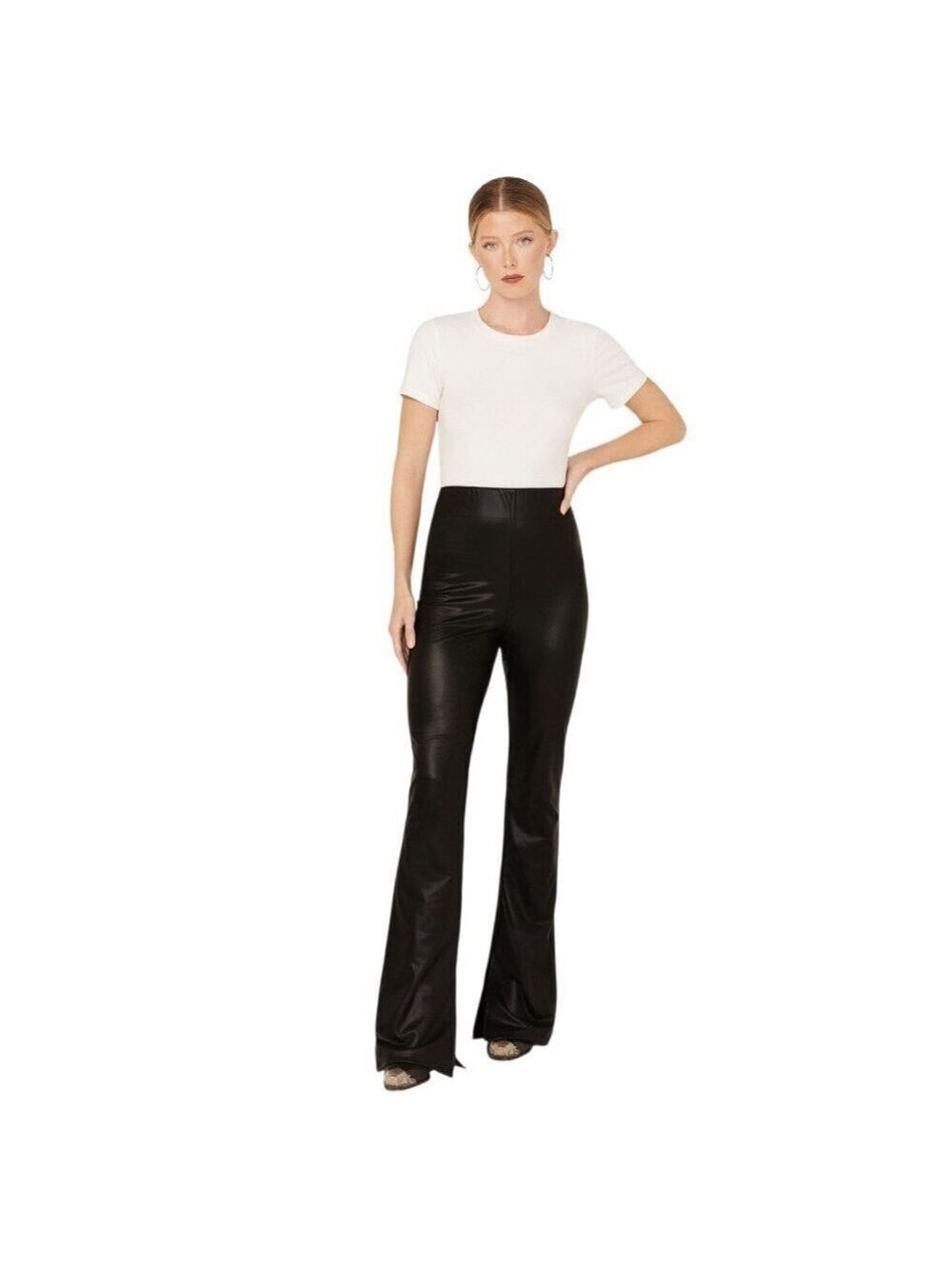 Show Me Your Mumu Nashville Pull-On Faux Leather Flare Pants Sz M